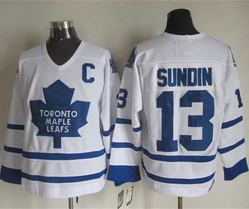 Maple Leafs #13 Mats Sundin White CCM Throwback Stitched NHL Jersey - Click Image to Close